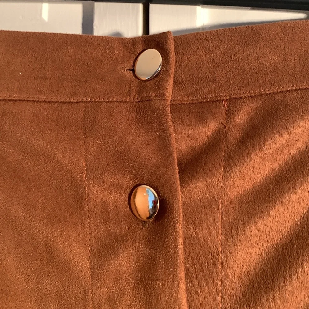 Brown(Camel) Suede A-line Mini Skirt EUC